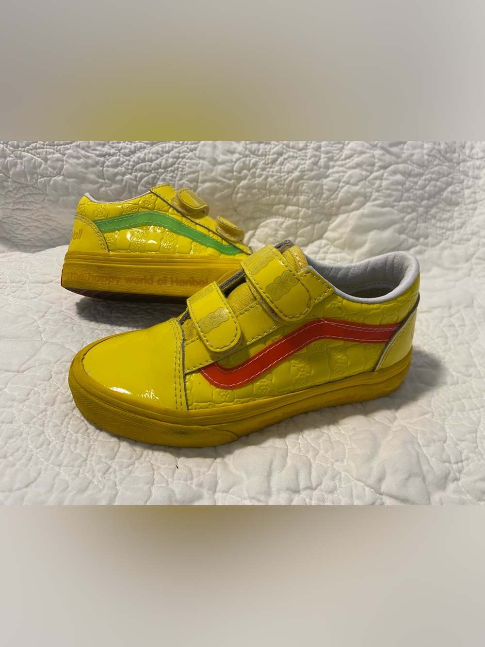 Vans haribo old school size 13 Kids Yellow Sneakers with Red & Green Stripes